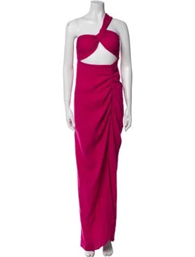 Pre-owned Just Bee Queen One-shoulder Long Dress In Pink
