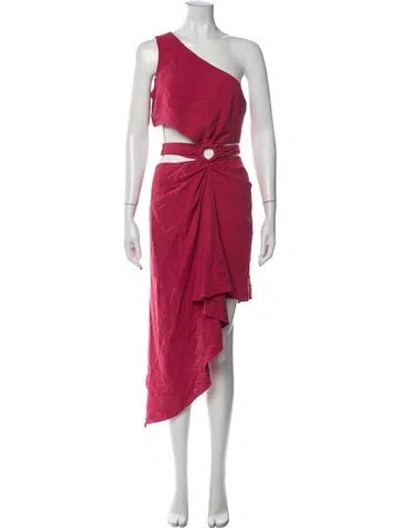 Pre-owned Just Bee Queen One-shoulder Long Dress In Pink