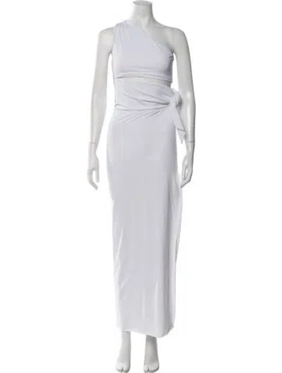 Pre-owned Just Bee Queen One-shoulder Long Dress In White