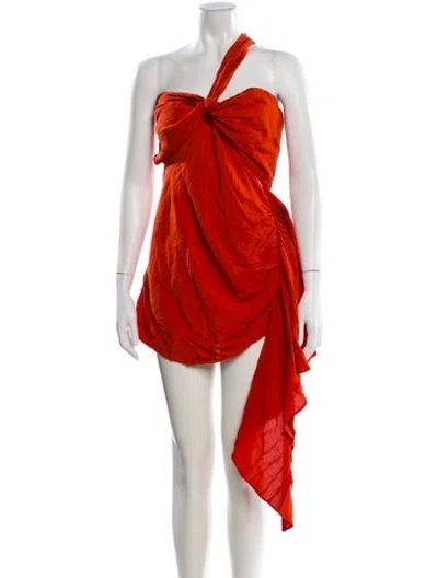 Pre-owned Just Bee Queen One-shoulder Mini Dress In Orange