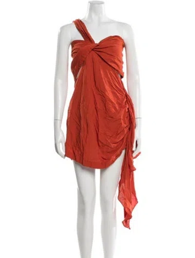 Pre-owned Just Bee Queen One-shoulder Mini Dress In Orange