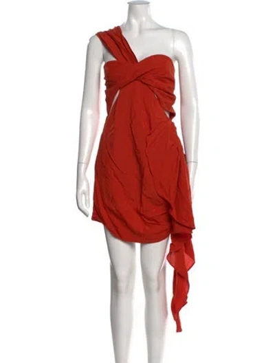 Pre-owned Just Bee Queen One-shoulder Mini Dress In Orange