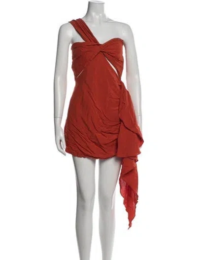 Pre-owned Just Bee Queen One-shoulder Mini Dress In Orange