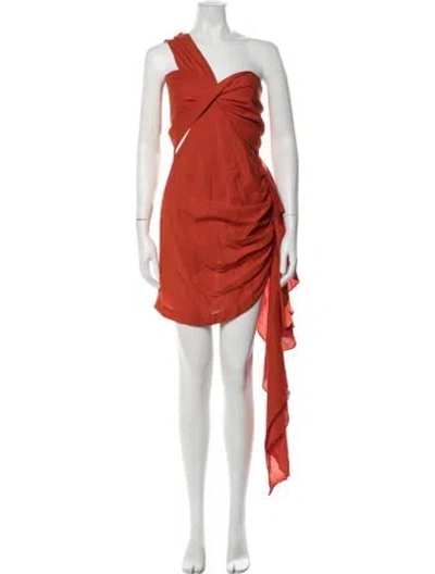 Pre-owned Just Bee Queen One-shoulder Mini Dress In Orange