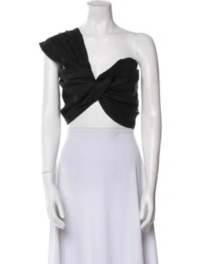 Pre-owned Just Bee Queen One-shoulder Sleeveless Crop Top In Black