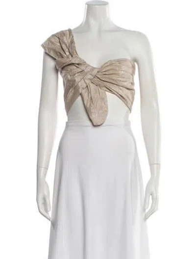 Pre-owned Just Bee Queen One-shoulder Sleeveless Crop Top In Neutral