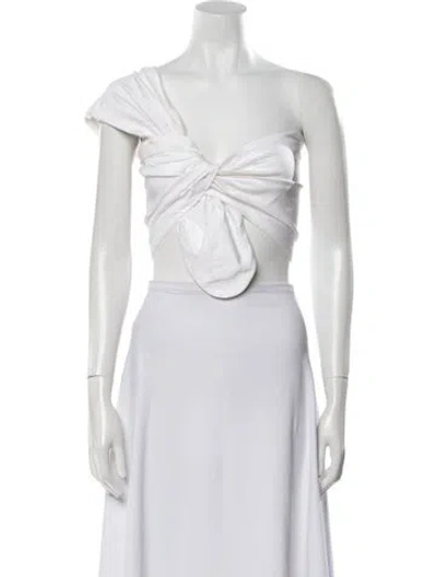 Pre-owned Just Bee Queen One-shoulder Sleeveless Crop Top In Neutral