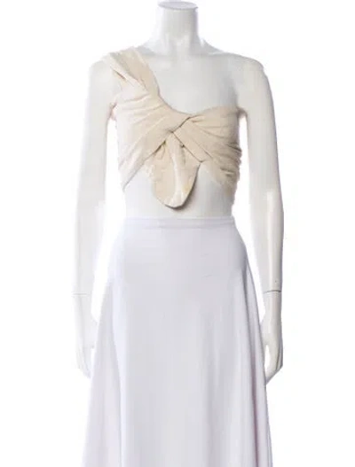 Pre-owned Just Bee Queen One-shoulder Sleeveless Crop Top In Neutral