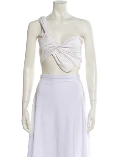 Pre-owned Just Bee Queen One-shoulder Sleeveless Crop Top In Neutral