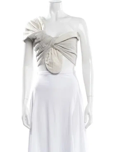 Pre-owned Just Bee Queen One-shoulder Sleeveless Crop Top W/ Tags In Neutral