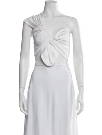 Pre-owned Just Bee Queen One-shoulder Sleeveless Crop Top In White