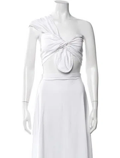 Pre-owned Just Bee Queen One-shoulder Sleeveless Crop Top In White