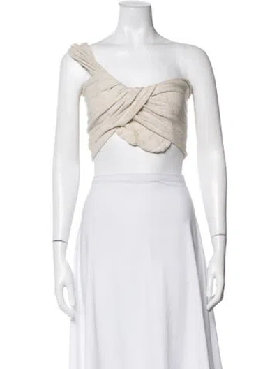 Pre-owned Just Bee Queen One-shoulder Sleeveless Crop Top In White