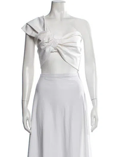 Pre-owned Just Bee Queen One-shoulder Sleeveless Crop Top In White