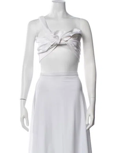 Pre-owned Just Bee Queen One-shoulder Sleeveless Crop Top In White