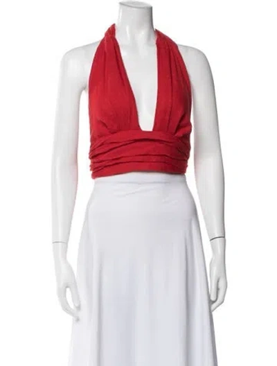 Pre-owned Just Bee Queen Open Front Sleeveless Crop Top In Red