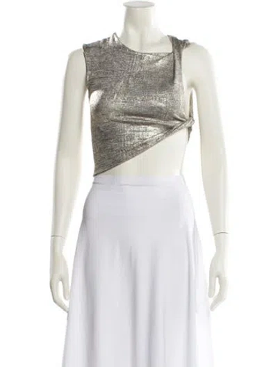 Pre-owned Just Bee Queen Patterned Asymmetrical Crop Top In Multi