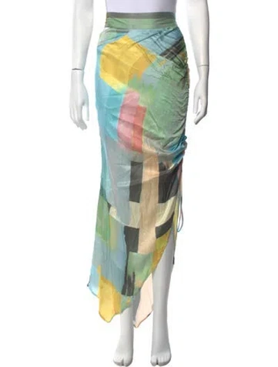 Pre-owned Just Bee Queen Patterned Long Skirt In Green