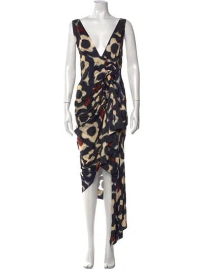 Pre-owned Just Bee Queen Patterned Midi Length Dress W/ Tags In Blue