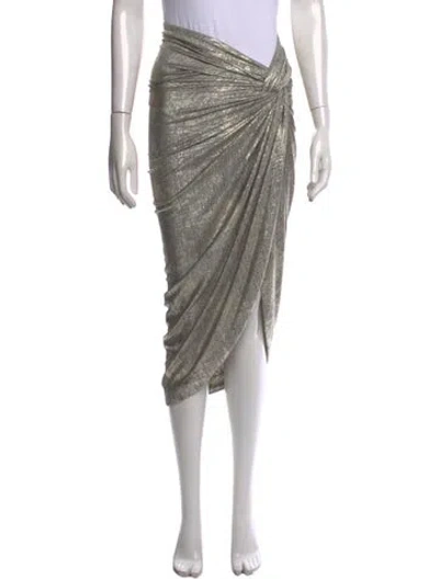 Pre-owned Just Bee Queen Patterned Midi Length Skirt In Gold