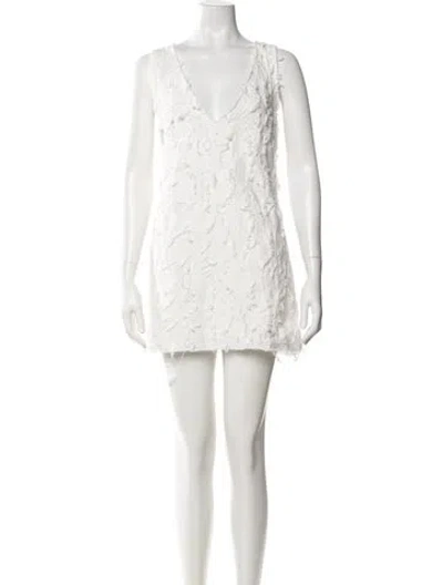 Pre-owned Just Bee Queen Patterned Mini Dress W/ Tags In White