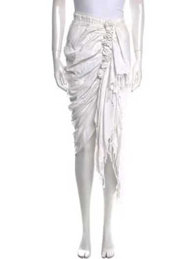 Pre-owned Just Bee Queen Pleated Accents Midi Length Skirt In White