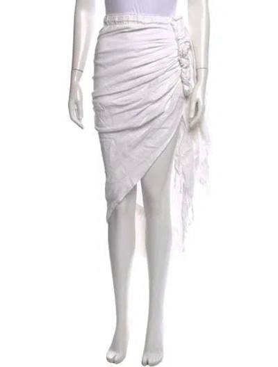 Pre-owned Just Bee Queen Pleated Accents Midi Length Skirt In White