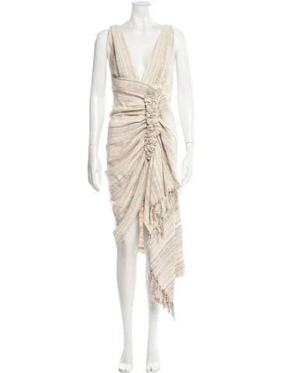 Pre-owned Just Bee Queen Printed Long Dress In Neutrals