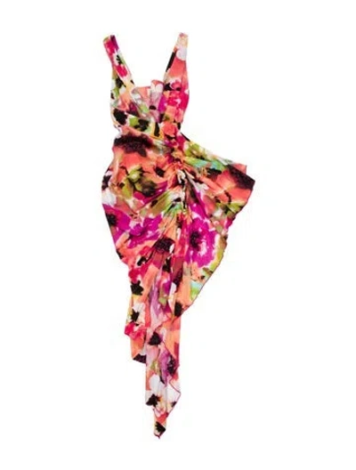Pre-owned Just Bee Queen Printed Long Dress In Pink