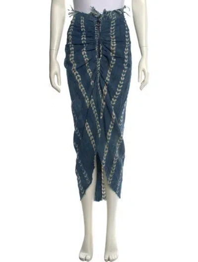 Pre-owned Just Bee Queen Printed Midi Length Skirt In Blue