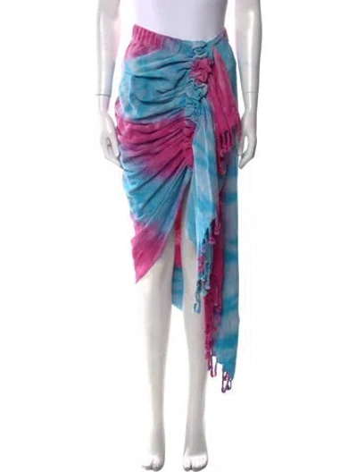 Pre-owned Just Bee Queen Printed Midi Length Skirt In Pink