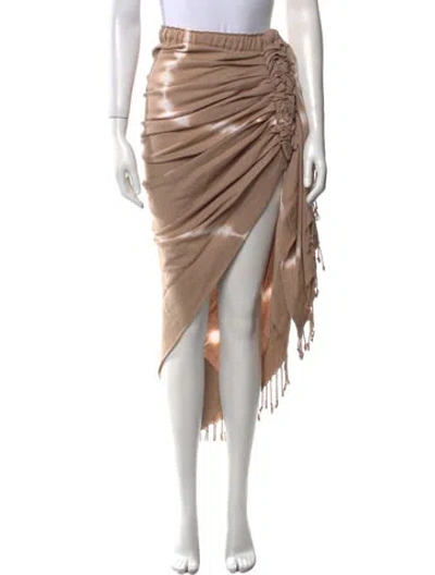 Pre-owned Just Bee Queen Ruffle Embellishment Long Skirt In Neutral