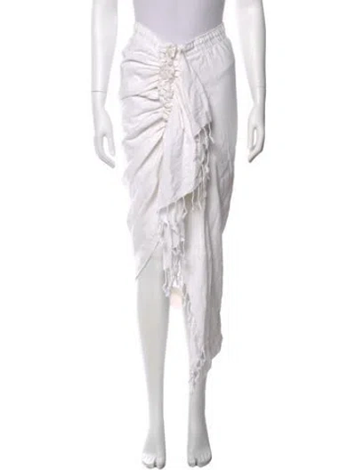 Pre-owned Just Bee Queen Ruffle Embellishment Midi Length Skirt In White