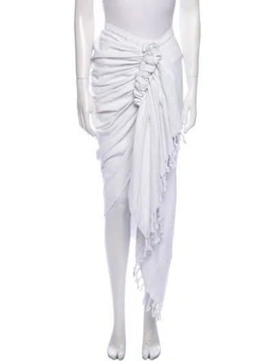 Pre-owned Just Bee Queen Ruffle Embellishment Midi Length Skirt In White