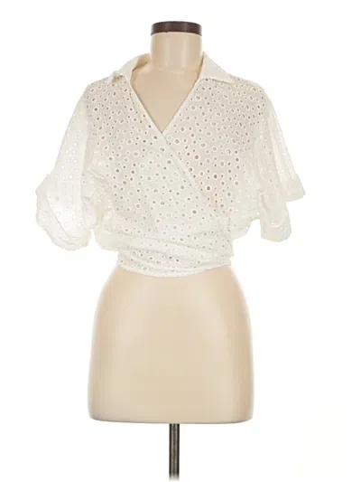 Pre-owned Just Bee Queen Short Sleeve Blouse In Ivory