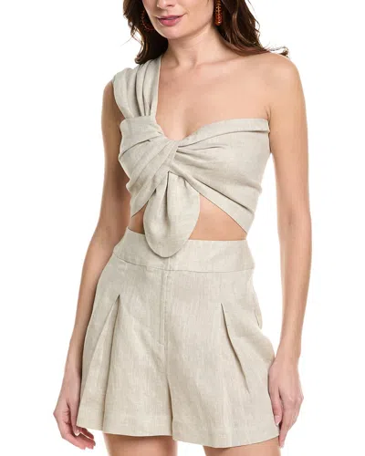 Just Bee Queen Sol Linen Top In Beige