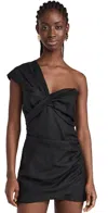 Just Bee Queen Solange Linen Playsuit In Black