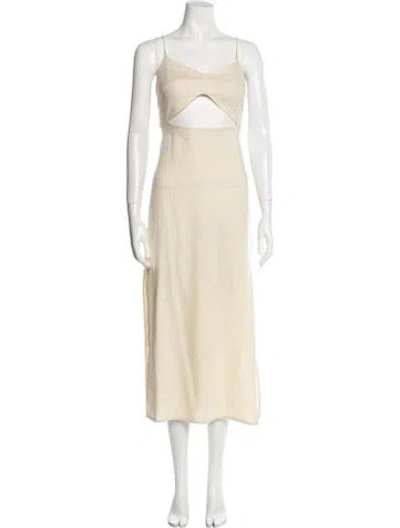 Pre-owned Just Bee Queen Square Neckline Long Dress In Neutral