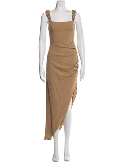 Pre-owned Just Bee Queen Square Neckline Long Dress In Neutral