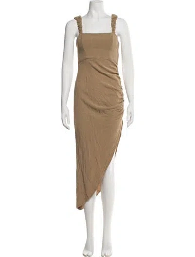 Pre-owned Just Bee Queen Square Neckline Midi Length Dress In Neutral