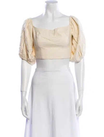 Pre-owned Just Bee Queen Square Neckline Short Sleeve Crop Top W/ Tags In White