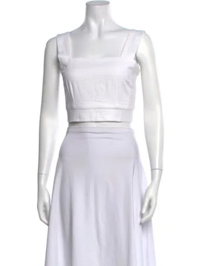 Pre-owned Just Bee Queen Square Neckline Sleeveless Crop Top In White