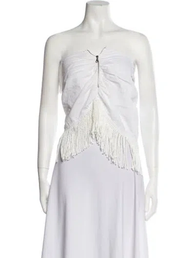 Pre-owned Just Bee Queen Strapless Crop Top In White