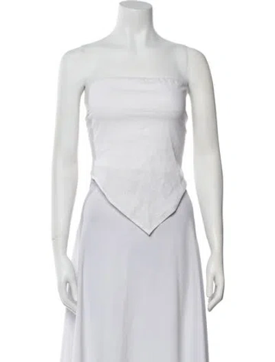 Pre-owned Just Bee Queen Strapless Crop Top In White