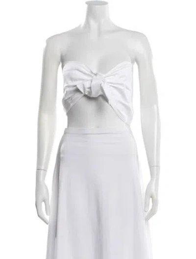 Pre-owned Just Bee Queen Strapless Crop Top In White