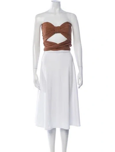 Pre-owned Just Bee Queen Strapless Crop Top In White