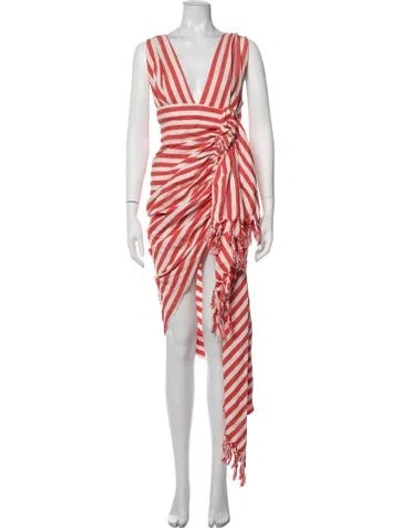 Pre-owned Just Bee Queen Striped Long Dress In Red
