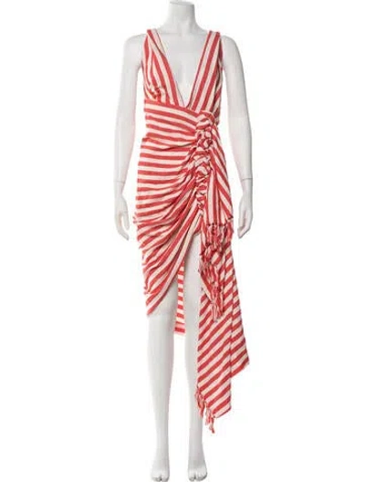 Pre-owned Just Bee Queen Striped Long Dress In Red