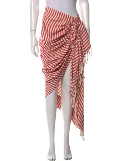 Pre-owned Just Bee Queen Striped Long Skirt In Red
