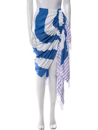 Pre-owned Just Bee Queen Striped Long Skirt In White